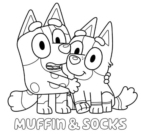 Dibujos De Muffin Y Socks De Bluey Para Colorear Para Colorear Pintar