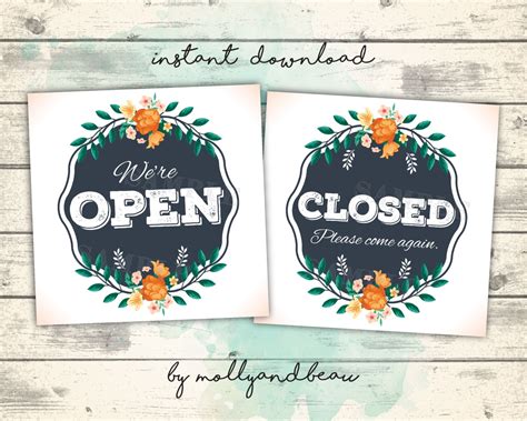Cute Open And Closed Signs Open Sign Closed Sign Instant Etsy