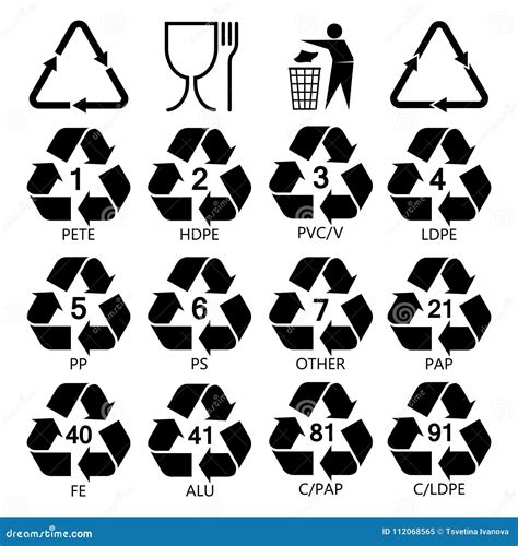 Recycling Symbols And Labels Cartoon Vector 24013183