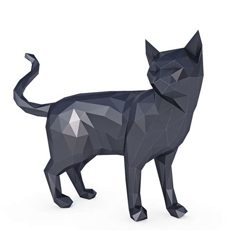 3d Model Cat Low Poly V3 Vr Ar Low Poly Cgtrader