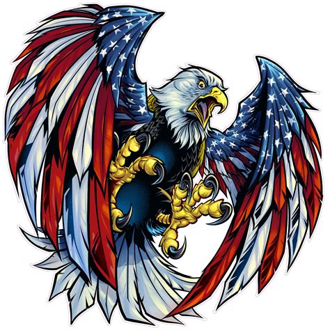 Screaming American Flag Bald Eagle Wings Decal American Flag Art