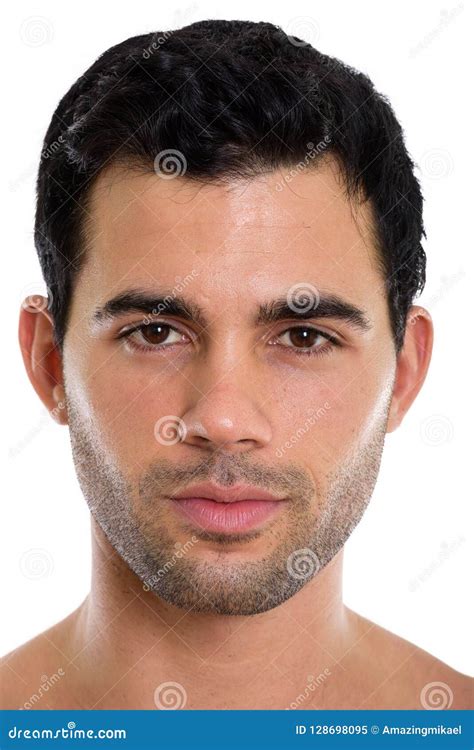 Face Of Shirtless Young Handsome Hispanic Man Stock Image Image Of Handsome Model 128698095