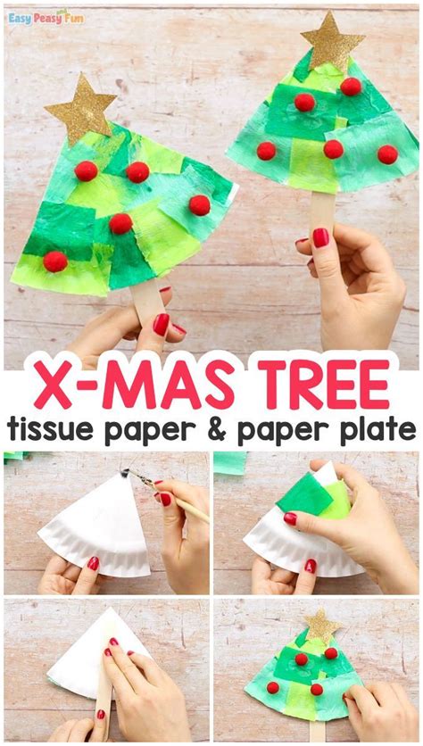 Tissue Paper Christmas Tree Paper Plate Craft In 2020 Christmas
