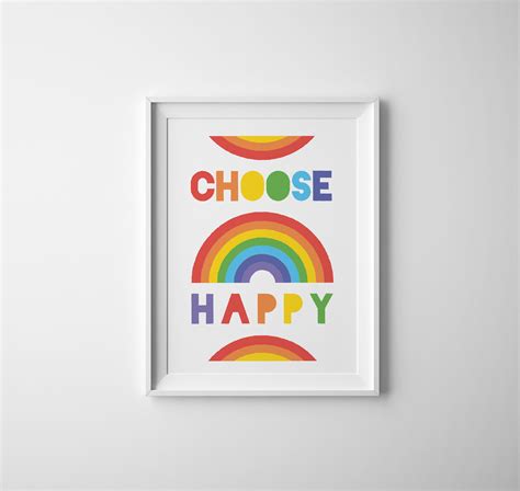 Happy Rainbow A4 Art Print Digital Print Graphic Design Etsy