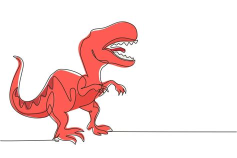 único desenho de uma linha tiranossauro rex tiranossauro rugindo dinossauro carnívoro pré