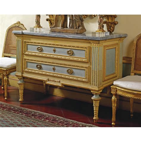 C1790 An Italian Blue And Yellow Painted Commode In The Manner Of
