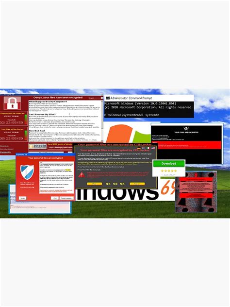 Windows 69 Background With Popup Virus Messages Sticker For Sale By