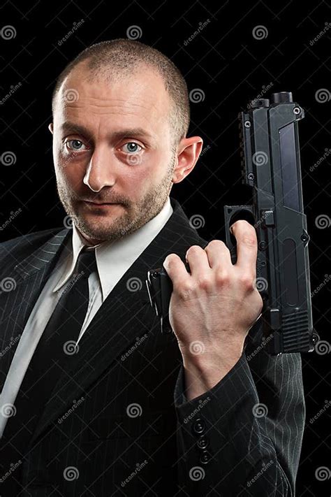 Man Holding A Gun Stock Image Image Of Businessman Gunman 25662159