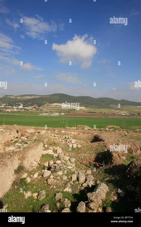 Israel Shephelah Sorek Valley And Tel Tzora As Seen From Tel Beth