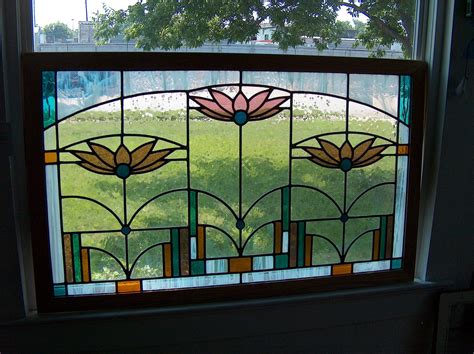 Anderson Lotus Flower Stained Glass Window Pattern Design Etsy
