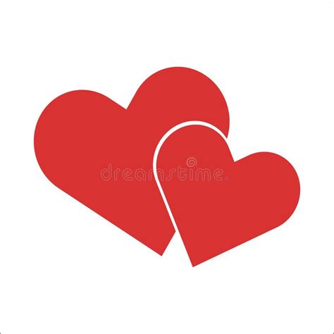Red Two Hearts Love Valentines Day Icon Vector Image Stock Vector