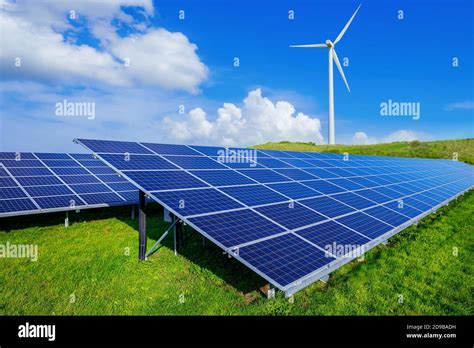 Solar Panels And Wind Turbine Hi Res Stock Photography And Images Alamy