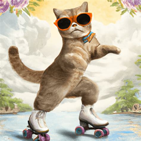 Realistic Cat Roller Skating · Creative Fabrica