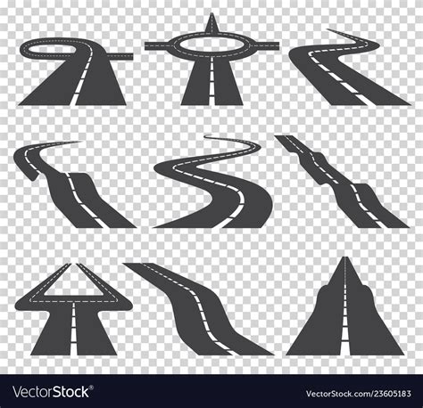 Winding Curved Road Or Highway With Markings Vector Image