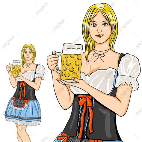 blonde girl vector hd png images blonde girl holding a glass of beer blonde girl oktoberfest