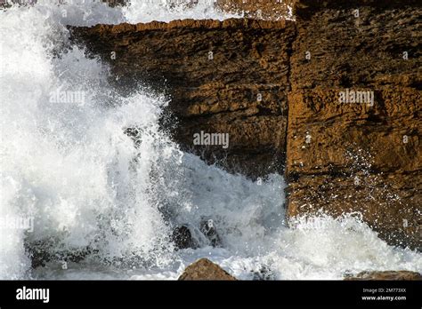 Ocean Waves Hitting Rocks Stock Photo Alamy