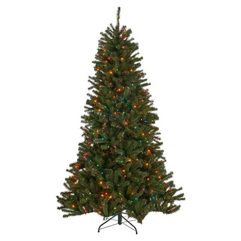 Noble House 9 Foot Noble Fir Pre Lit Multi Colored String Light Hinged