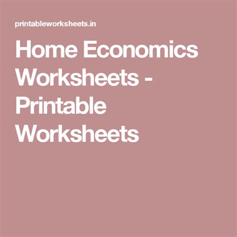 Home Economics Worksheets Printable Worksheets Writing Worksheets