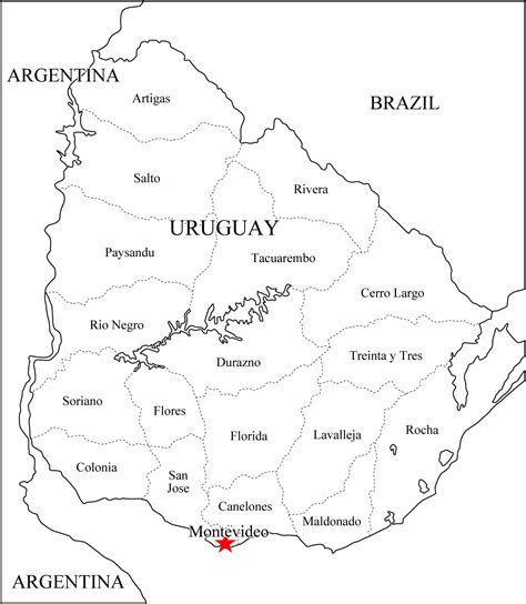 Mapa De Uruguay Con Departamentos