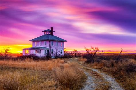 Landscape Photograph Of The Plum Island Pink House At Sunrise In