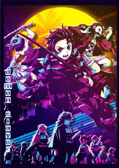 Demon Slayer Retro Poster By Fujiwara Displate Anime Retro
