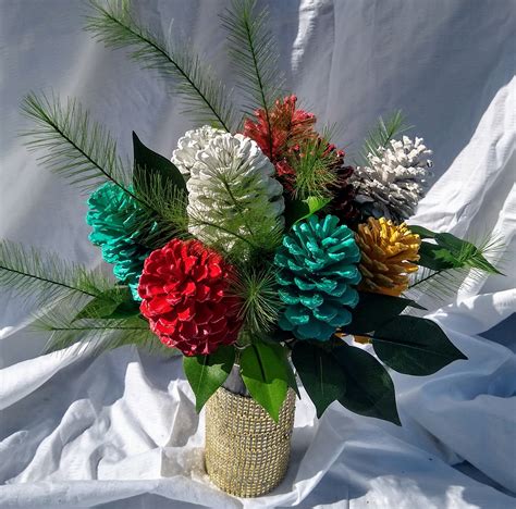 Pinecone Bouquet With Vase Etsyde