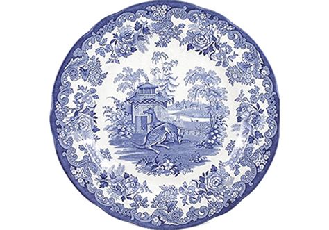 The distinctive motifs included in the set of six traditions 10.5 inch dresser plates are tiger cages, ostrich house, rhinoceros house, zebra pen, kangaroo enclosure, and camel enclosure. Spode Blue Room Zoological Plates | my design42