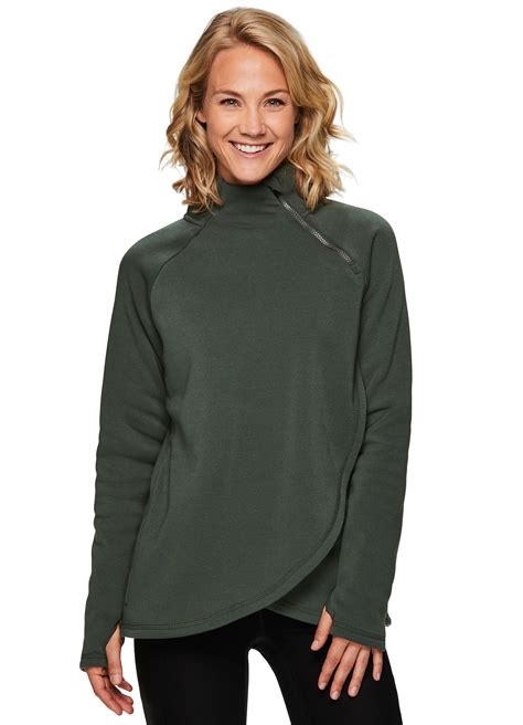 Rbx Active Womens Zip Mock Neck Long Sleeve Fleece Pullover Sweatshirt
