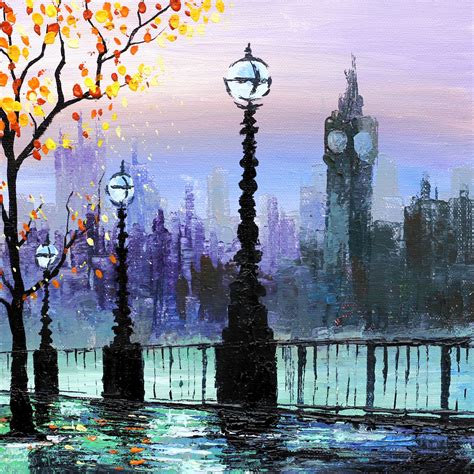 Cityscape Painting In Acrylics With Palette Knife London Cityscape