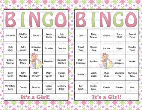 Make a lasting memory with a one of a kind baby card. 60 Baby Shower Bingo Cards Printable Party Baby Girl