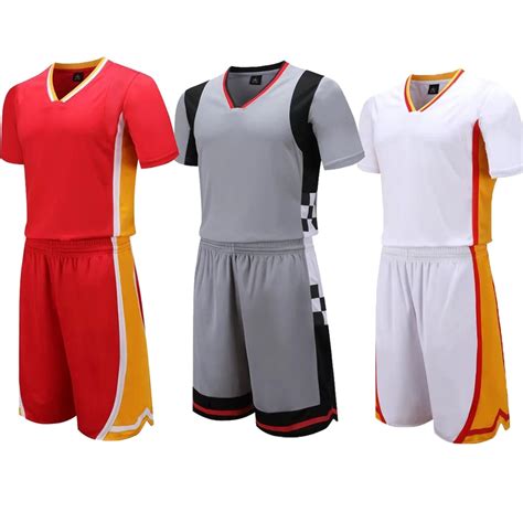 Blank Basketball Jersey Sets Men Short Sleeve Shirt Shorts Kit