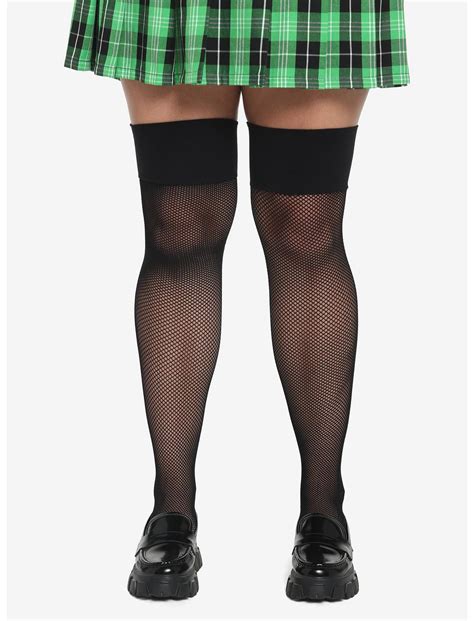 Black Fishnet Thigh Highs Plus Size Hot Topic