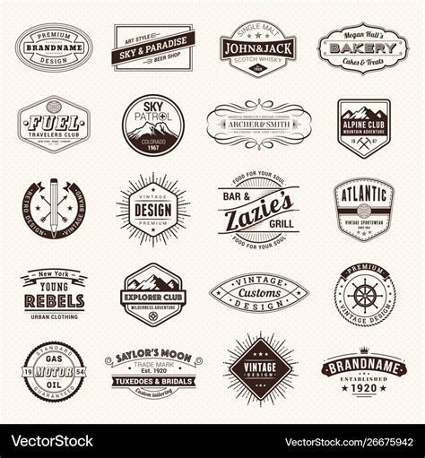 Vintage Retro Logos Labels Typography Logo Vector Image