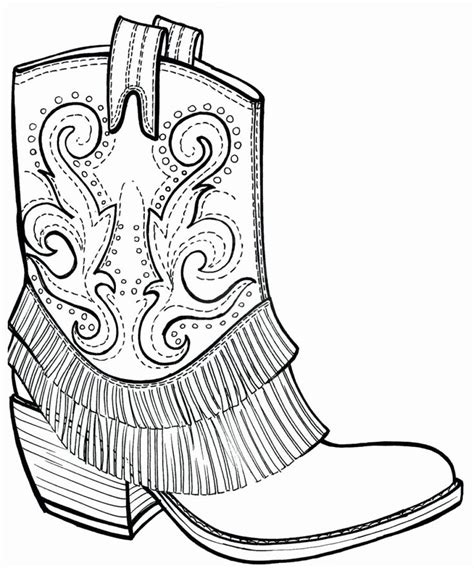 Please keep all copyright information intact. Cowboy Boots Coloring Page Beautiful Cowboy Boot Outline ...