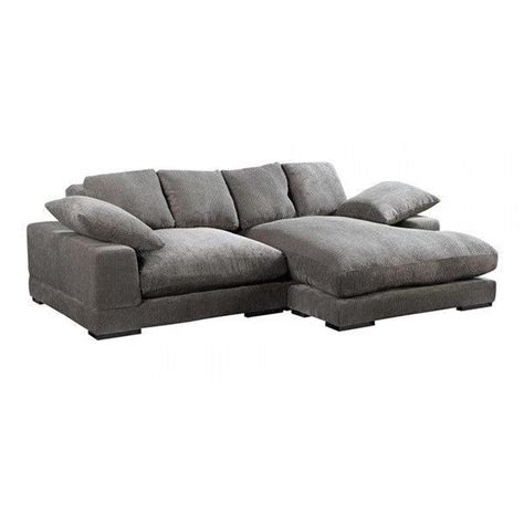 Plunge Charcoal Dark Grey Corduroy Reversible Sectional Sofa Loomlan
