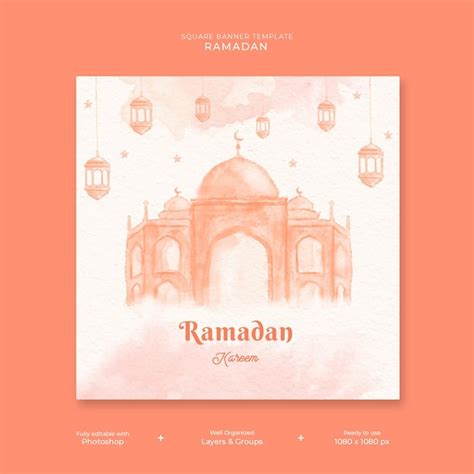 Premium Psd Ramadan Kareem Square Banner Template
