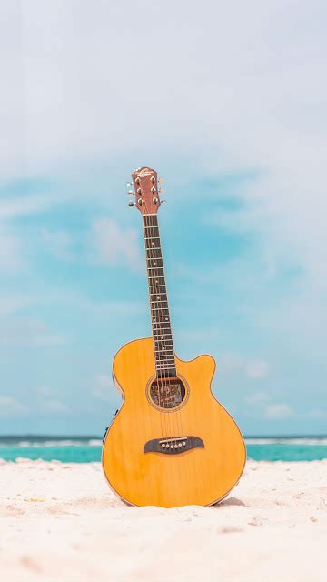 Hd Wallpaper Beach Summer Acoustic Guitar Instrument Download
