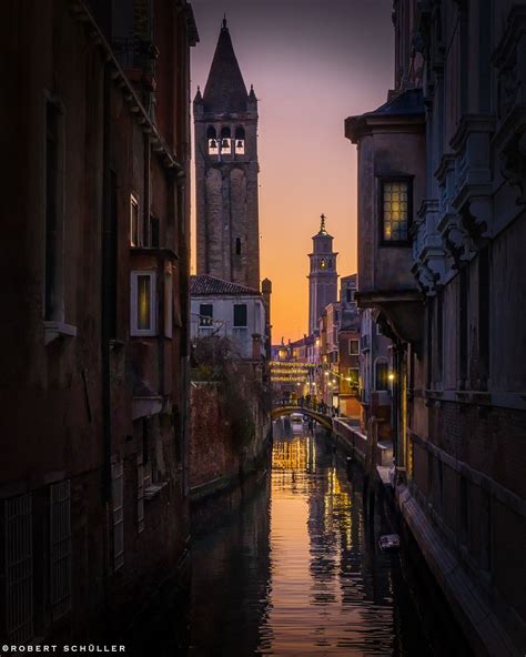 Venice In The Twilight Seen In Dorsoduro District Venice Night