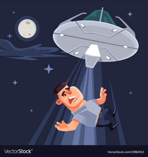 Ufo Tries Abduct Man Characters Royalty Free Vector Image