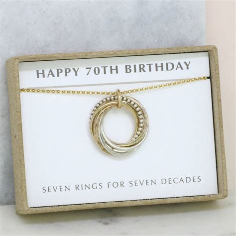 What to do and what to give: 70th Birthday Necklace | 7 Rings for 7 Decades | Birthday ...
