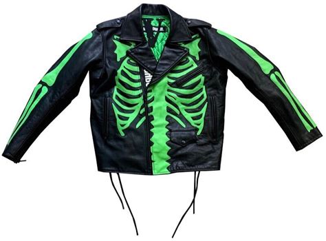 Neighborhood X Vlone Skeleton Leather Jacket Blackgreen