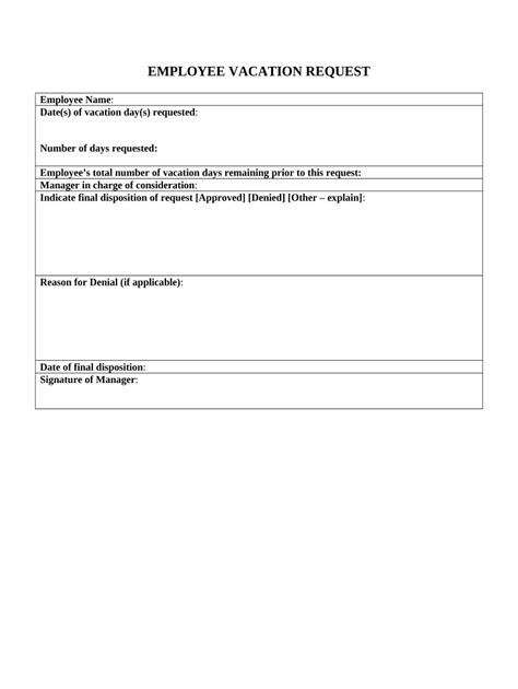 Employee Vacation Request Fill Out Sign Online DocHub