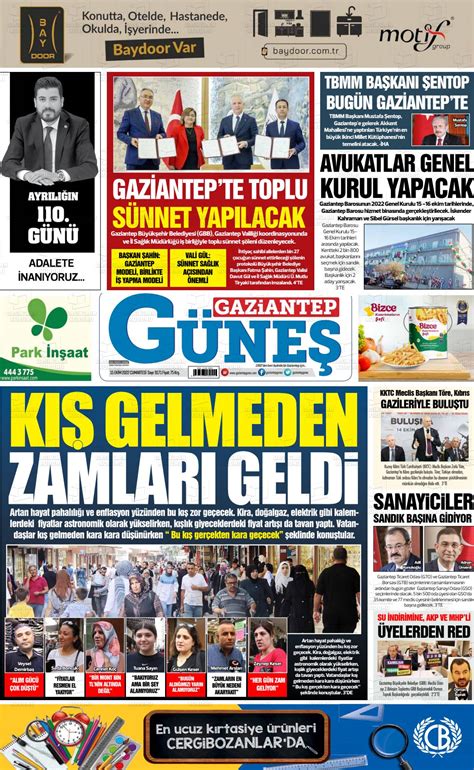 Ekim Tarihli Gaziantep G Ne Gazete Man Etleri