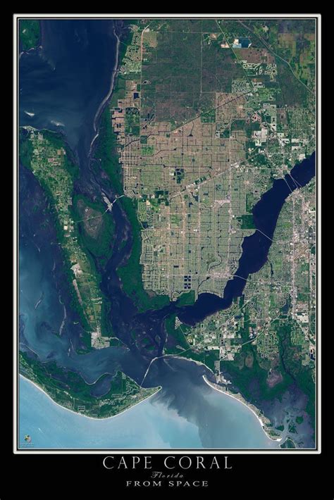 The Cape Coral Ft Myers Florida Satellite Poster Map Cape Coral