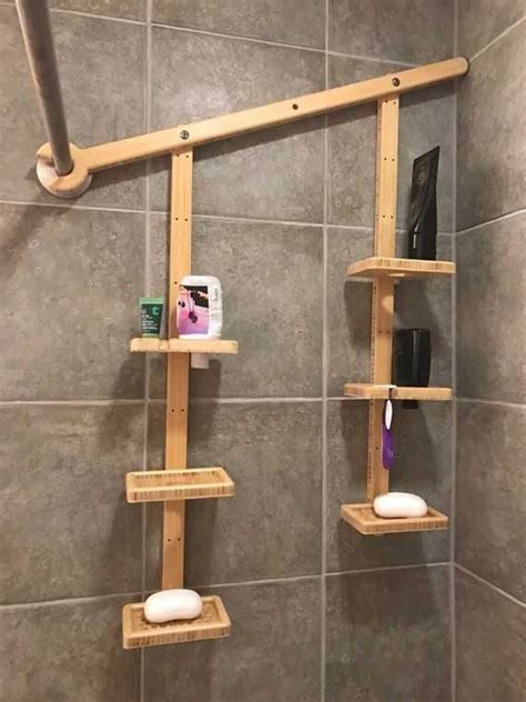 Bamboo shower caddy corner helps to turn your basic bathroom into an exceptionally good and comfortable space. Image result for unique shower caddy ideas | Bamboo shower ...