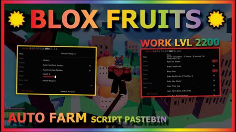 Blox Fruits Script Pastebin 2022 Auto Farm Auto Farm Bounty Lvl 2200