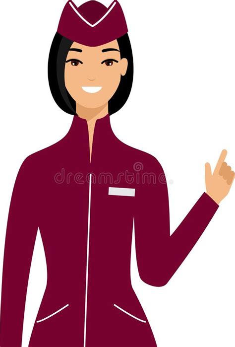 Stewardess Air Hostess In Uniform In Flat Style Stock Vector