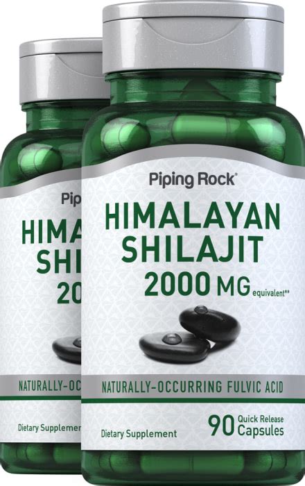 Shilajit Extract 2000 Mg 90 Quick Release Capsules 2 Bottles Pipingrock Health Products