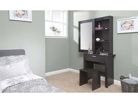 Hobson Espresso Dressing Table Sliding Mirror Stool Set ...