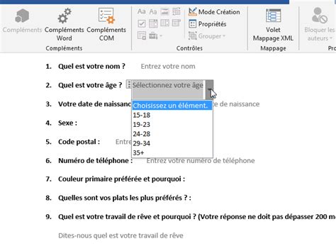 Tutoriel Word Créer Un Formulaire Tutoriel Word